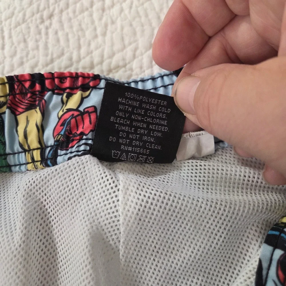 Marvel Avengers Comic Print Swim Trunks Mens Medium Bioworld Board Shorts Blue
